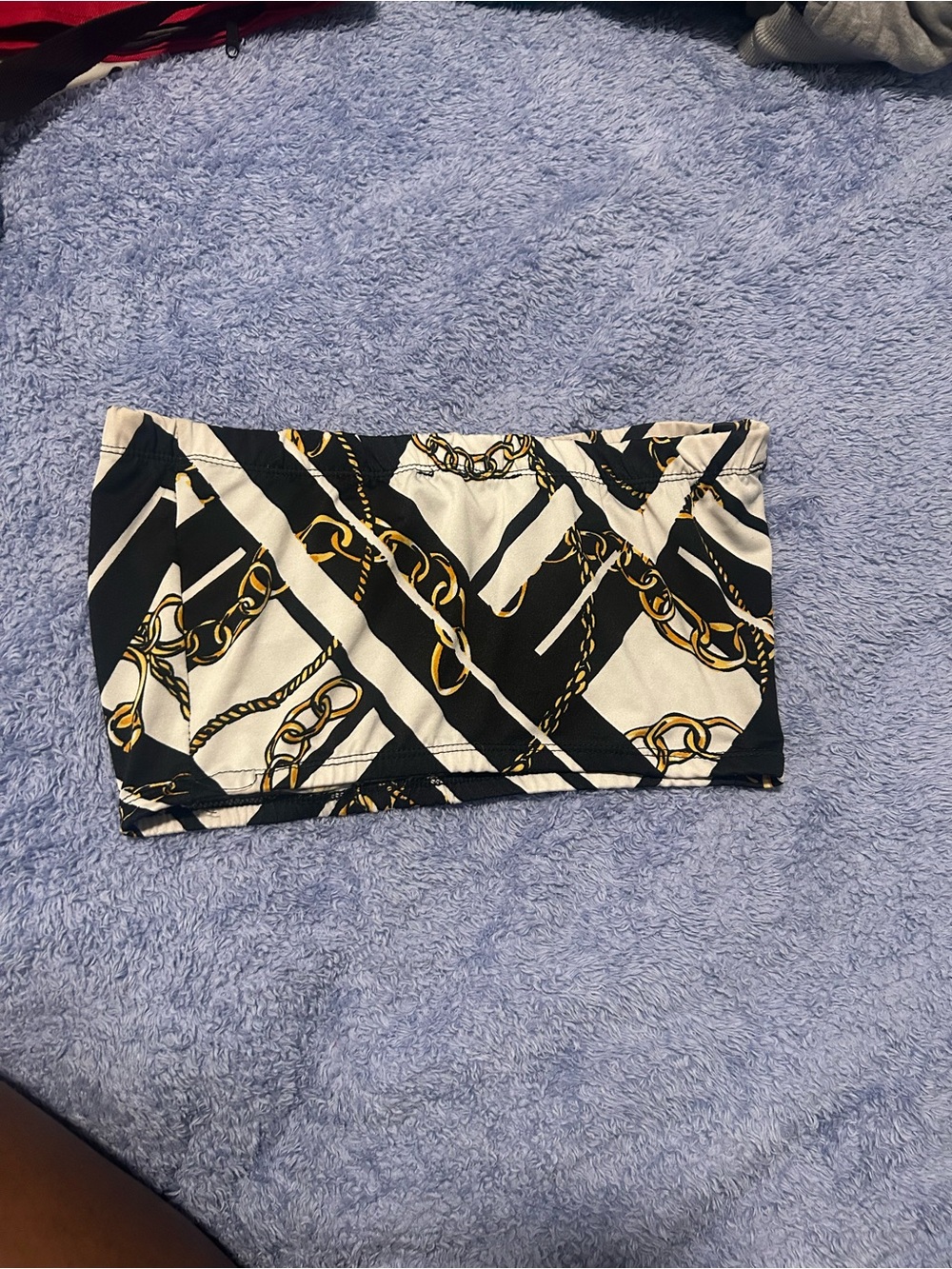 Two Lips Black, White & Gold Chain Print Bandeau